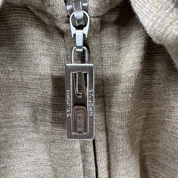 St. John Spa Beige Zip Up Cowl Neck Lightweight Jacket L Lounge Leisure Beach - Picture 8 of 10